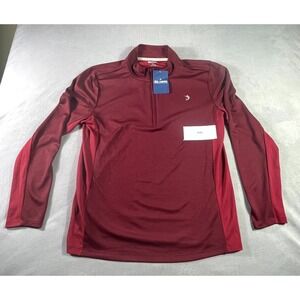 Reel Legends Performance Athletic Shirt Mens M Red Quarter Zip Moisture Wicking